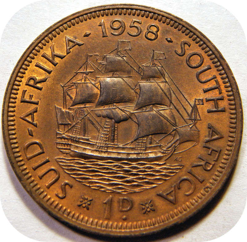 Top Grade SA Union: 1958 Penny 1d Lustrous RED A/UNC!