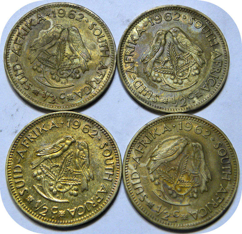Top Grade SA Union: 4x 1962 van Riebeeck 1c in EF!!  bid per coin.