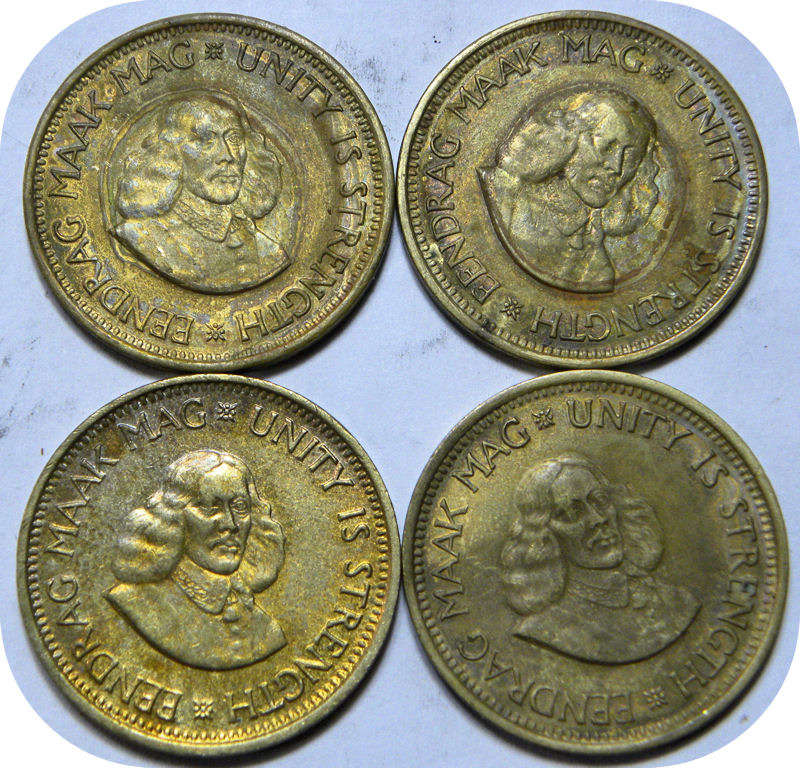 Top Grade SA Union: 4x 1962 van Riebeeck 1c in EF!!  bid per coin.