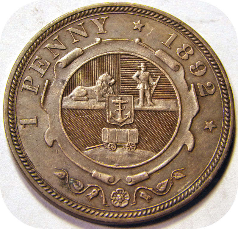 Top Grade ZARs:  1892 Penny 1d in UNC!!  Superb strike!