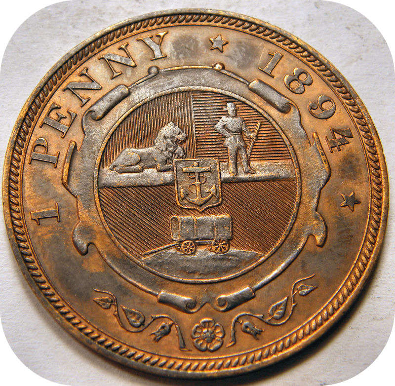 Bargain ZARs:  Brown 1894 Penny 1d in RED A/UNC below R900!!