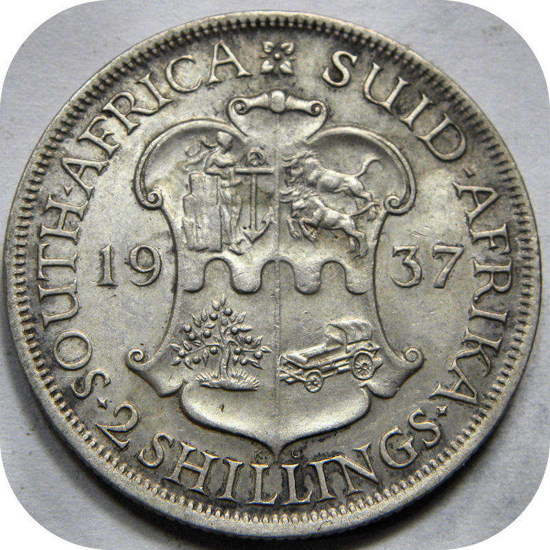Top Grade SA Union:  1937 2 Shillings in A/UNC!