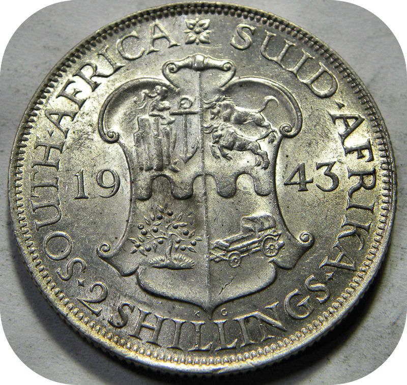 Top Grade SA Union:  1943 2 Shillings in Brilliant A/UNC!!