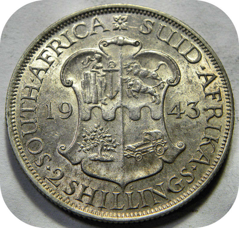 Top Grade SA Union:  1943 2 Shillings in Brilliant A/UNC!!