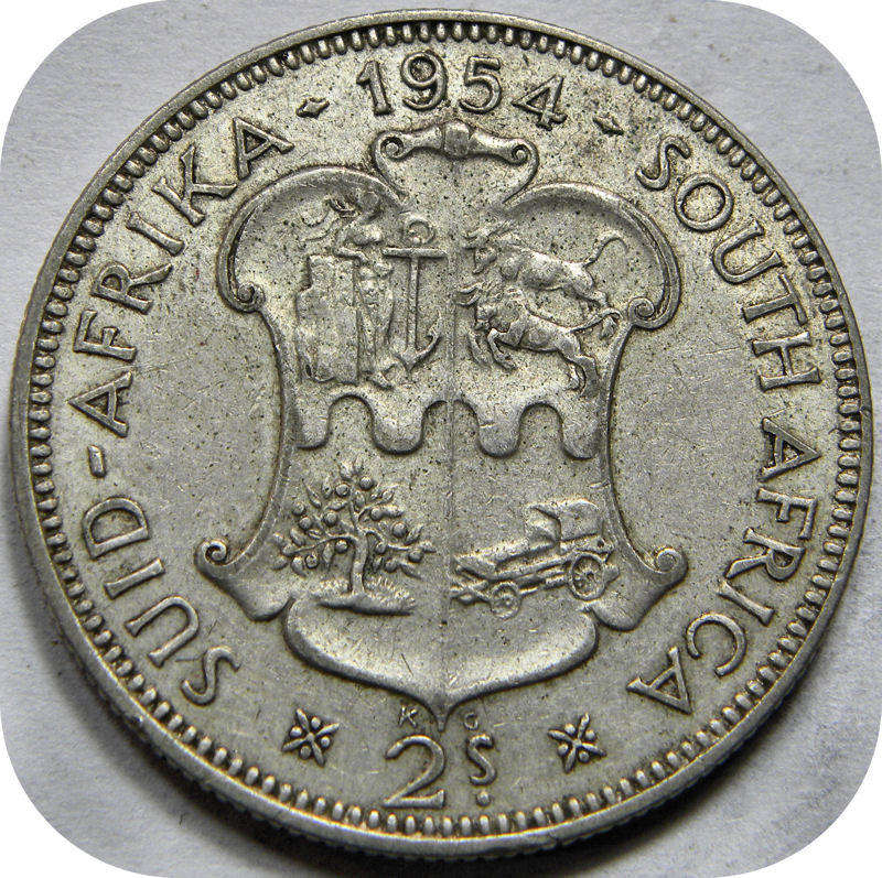 Bargain SA Union: 1954 2 Shilling 2/- below it's bullion value! only R50!