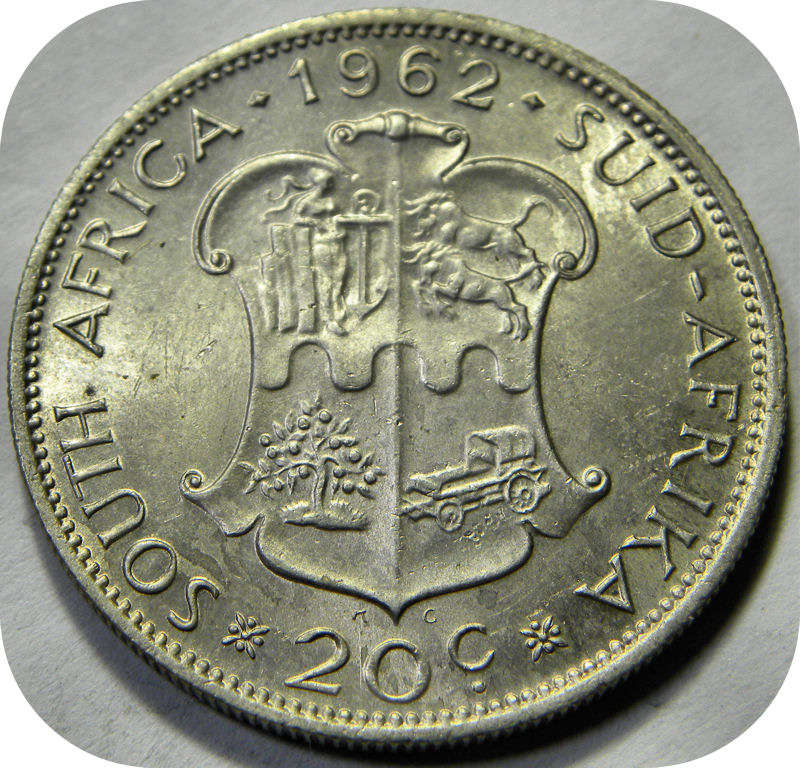 RSA silver:  1962 van Riebeeck 20c in Brilliant UNC!  Two Specimens available!