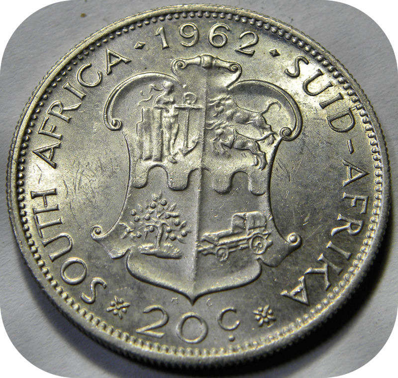 RSA silver:  1962 van Riebeeck 20c in Brilliant UNC!  Two Specimens available!