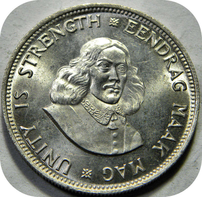 RSA silver:  1964 van Riebeeck 20c in Brilliant UNC!  Two Specimens available!