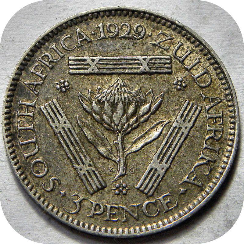 Bargain SA Union: 1929 Tickey 3d in AEF below R200!!!