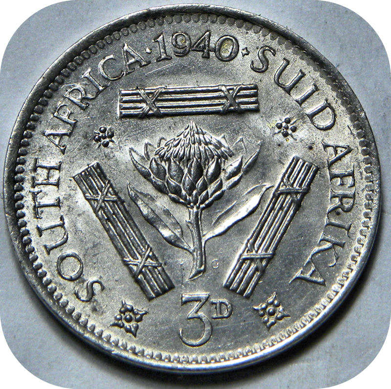 Top Grade SA Union:  Lustrous 1940 Tickey 3d in A/UNC!