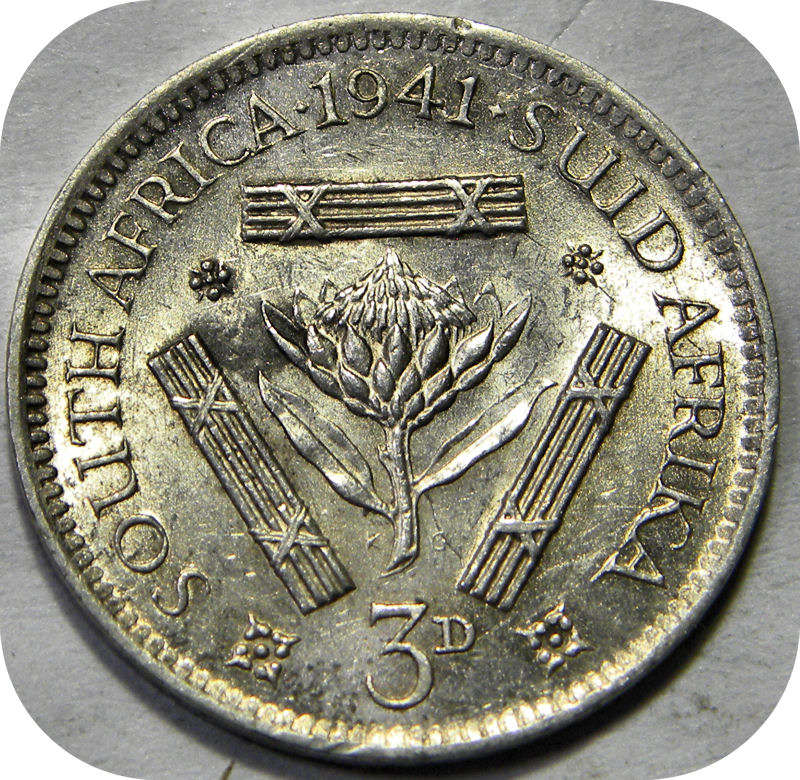 Top Grade SA Union:  Lustrous 1941 tickey 3d below R150!