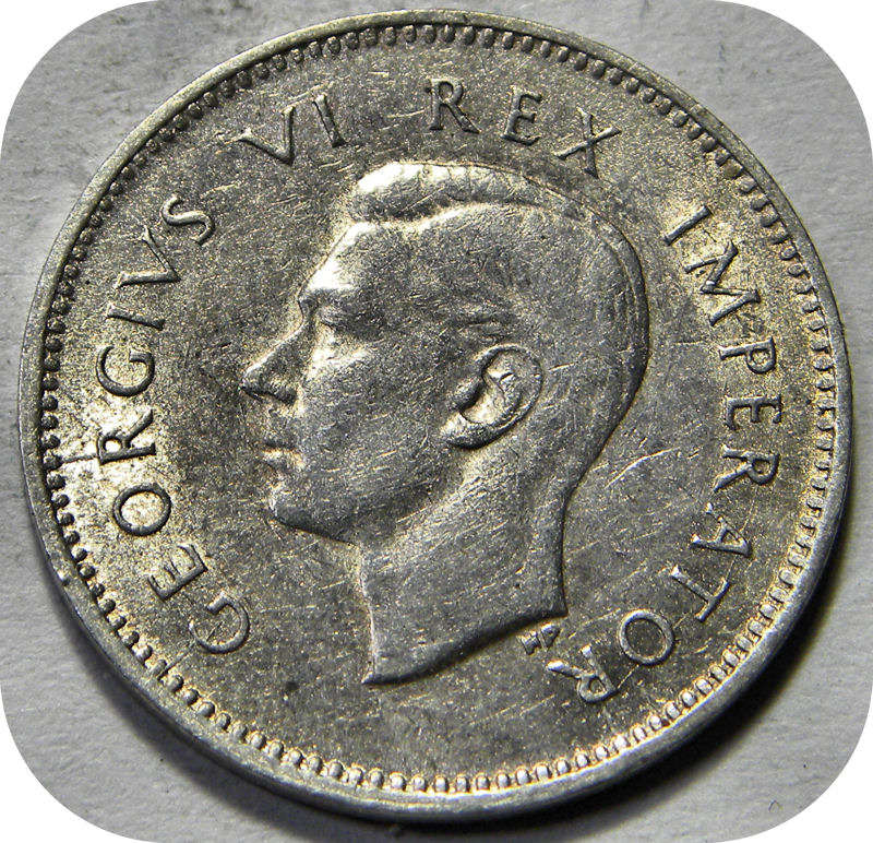 Bargain SA Union:  Lustrous 1943 Tickey 3d in EF below R90!