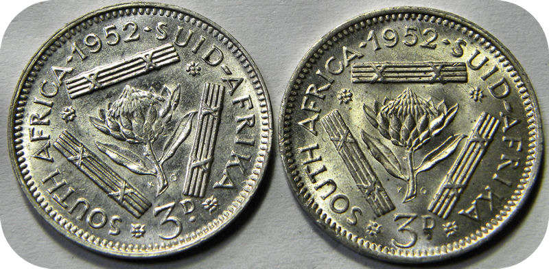 Top Grade SA Union: Lustrous 1952 tickey 3d in Brilliant UNC!!  Two specimens available!