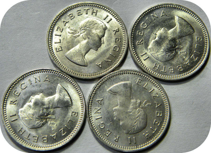 Top Grade SA Union: Lustrous 1955 tickey 3d in Brilliant UNC!!  Five specimens available!