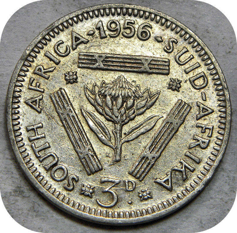 Bargain SA Union:  1956 Tickey 3d below R20!