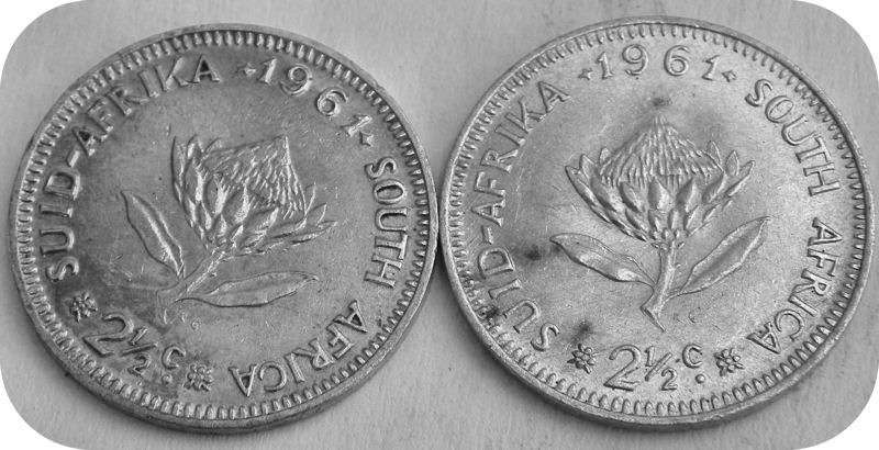 Bargain RSA:  1961 2 ½c tickey in EF!  Two specimens available!