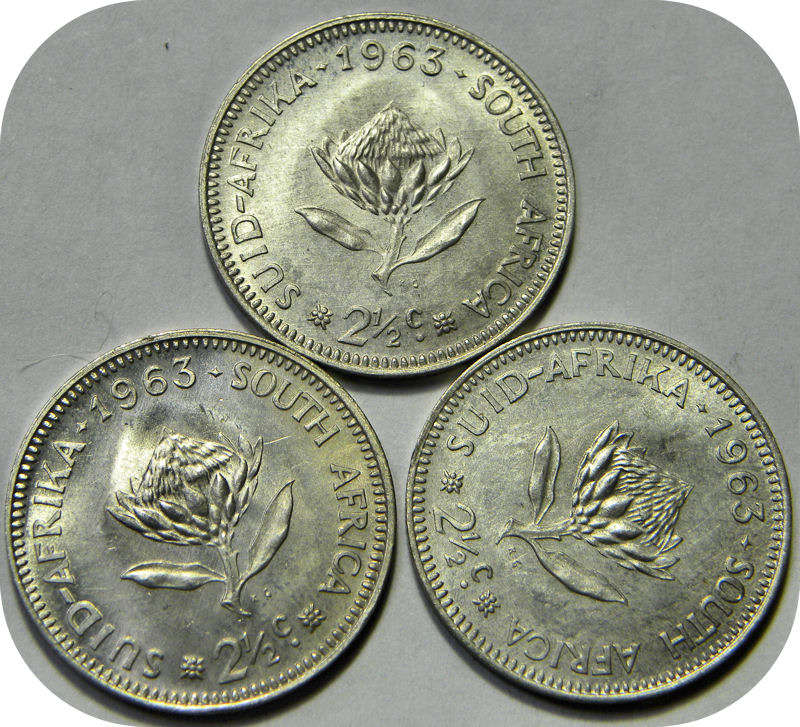 Top Grade RSA:  1963 2 ½c tickey in Brilliant UNC!  3 Specimens available.