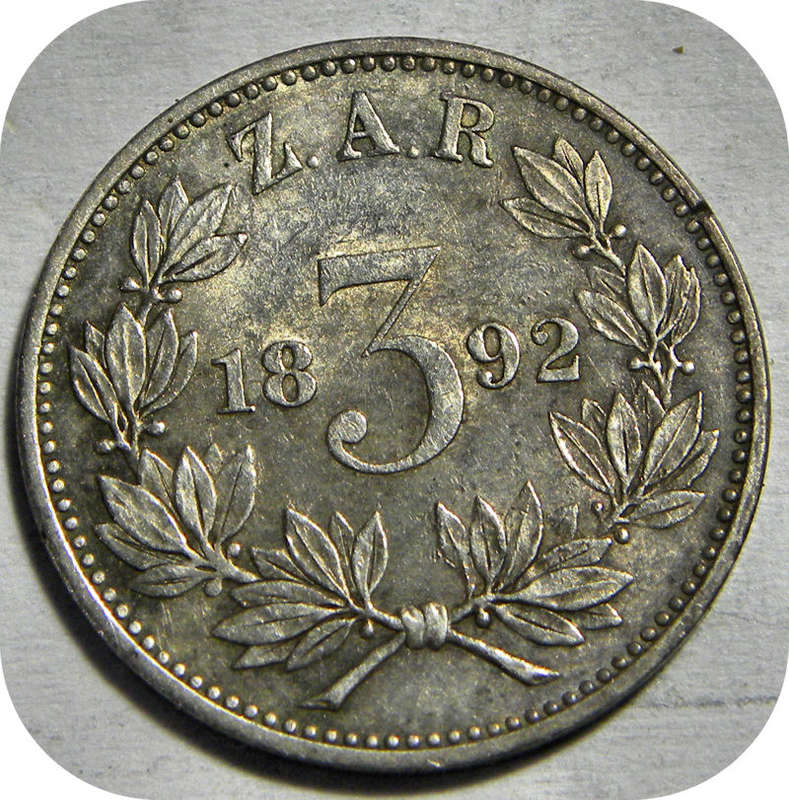 Top Grade ZARs: The 1892 Tickey 3d in Lustrous A/UNC!