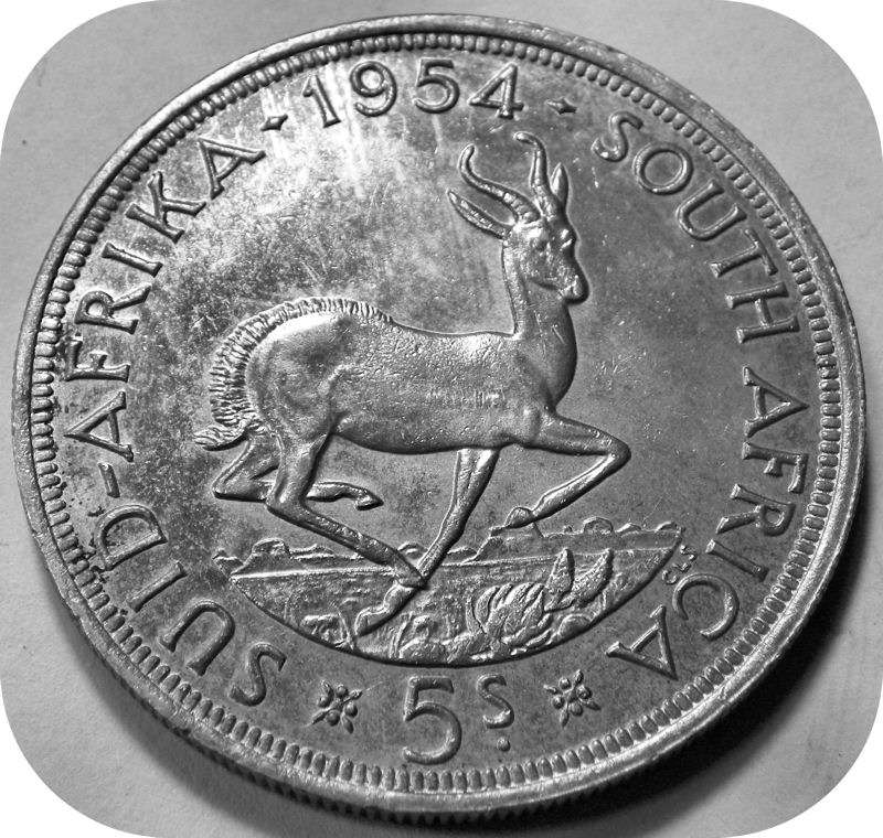 Top Graad SA Unie: 1954 Kroon 5/- in A/UNC!!!