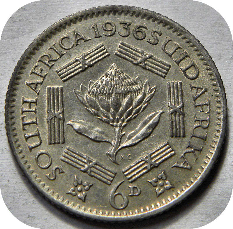 Top Grade SA Union:  1936 Sixpence in A/UNC!!