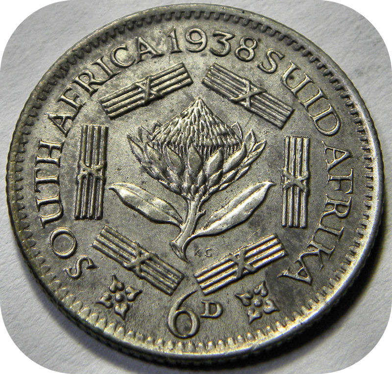 Top Grade SA Union:  1938 Sixpence in EF below R400!