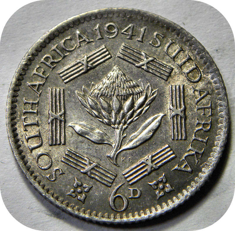 Top Grade SA Union:  Lustrous 1941 Sixpence 6d in A/UNC!