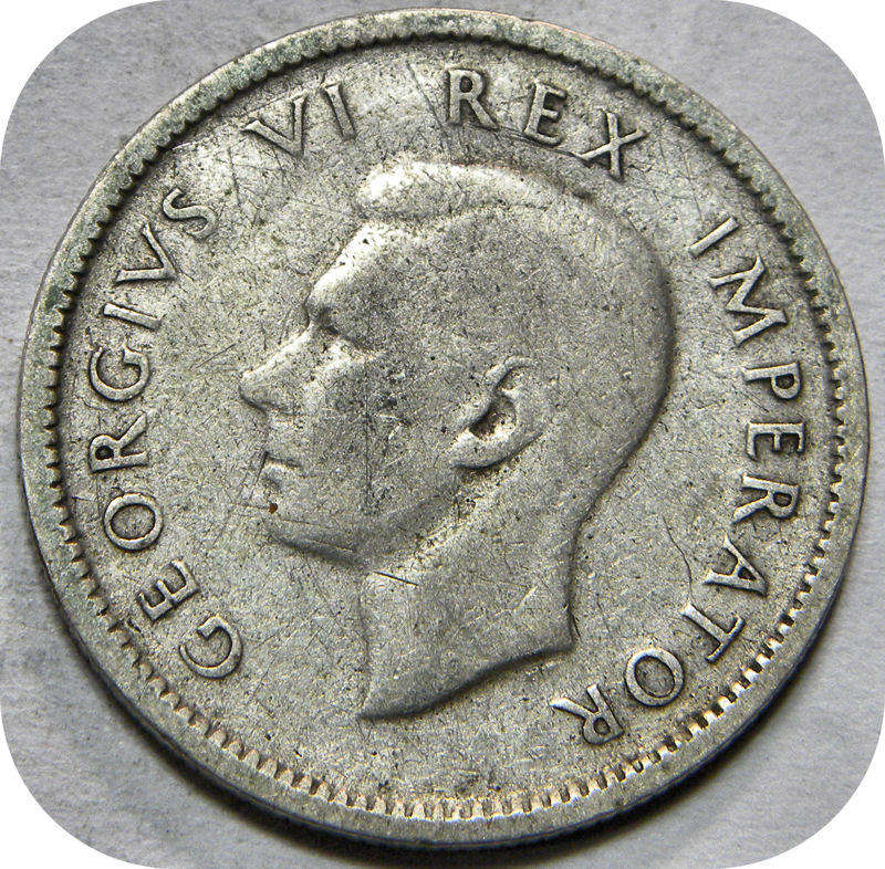 Bargain SA Union:  1945 Sixpence 6d below R30!