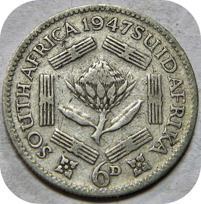 Bargain SA Union:  1947 Sixpence 6d below R30!