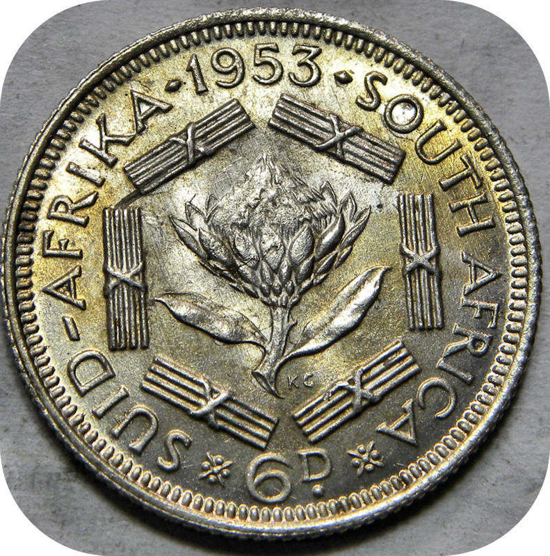 Top Grade SA Union:  1953 Sixpence in UNC!