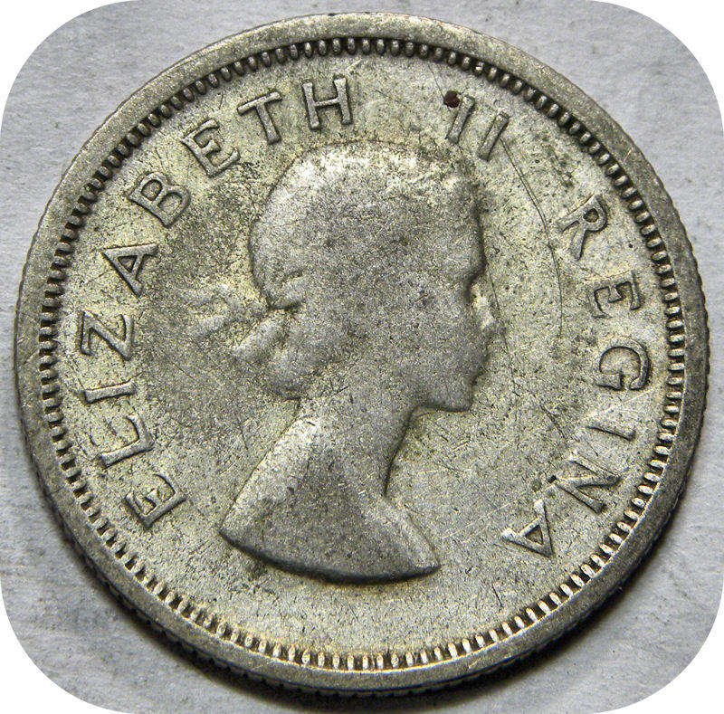 Bargain SA Union:  1954 Sixpence 6d below R20!