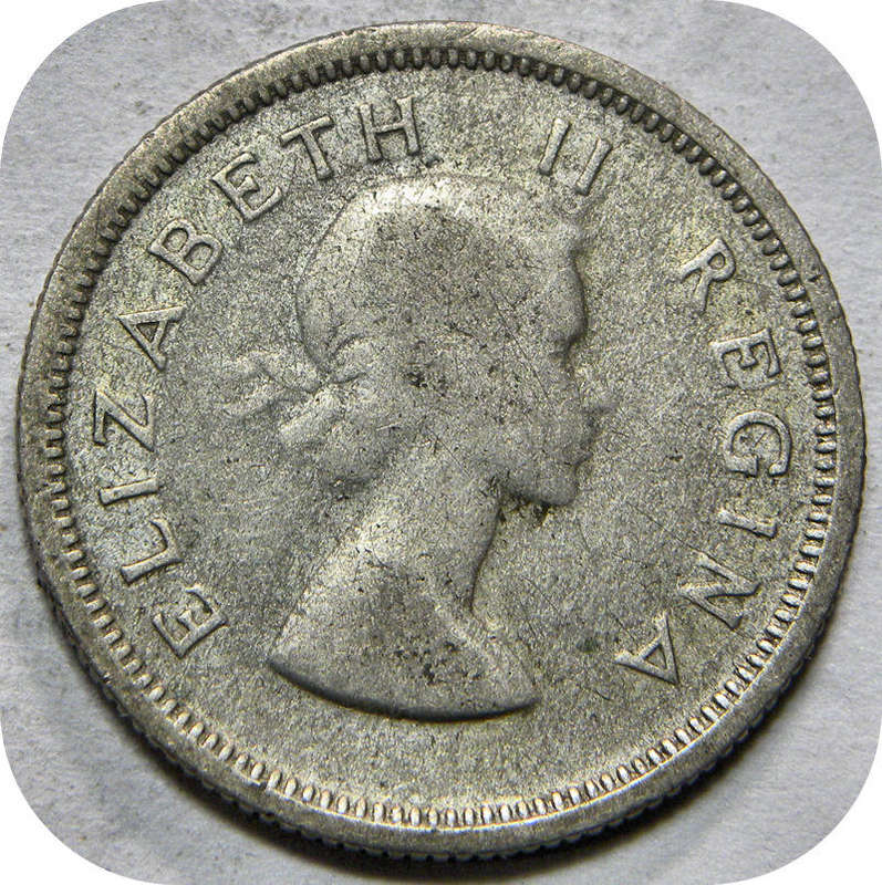 Bargain SA Union:  1956 Sixpence 6d below R20!