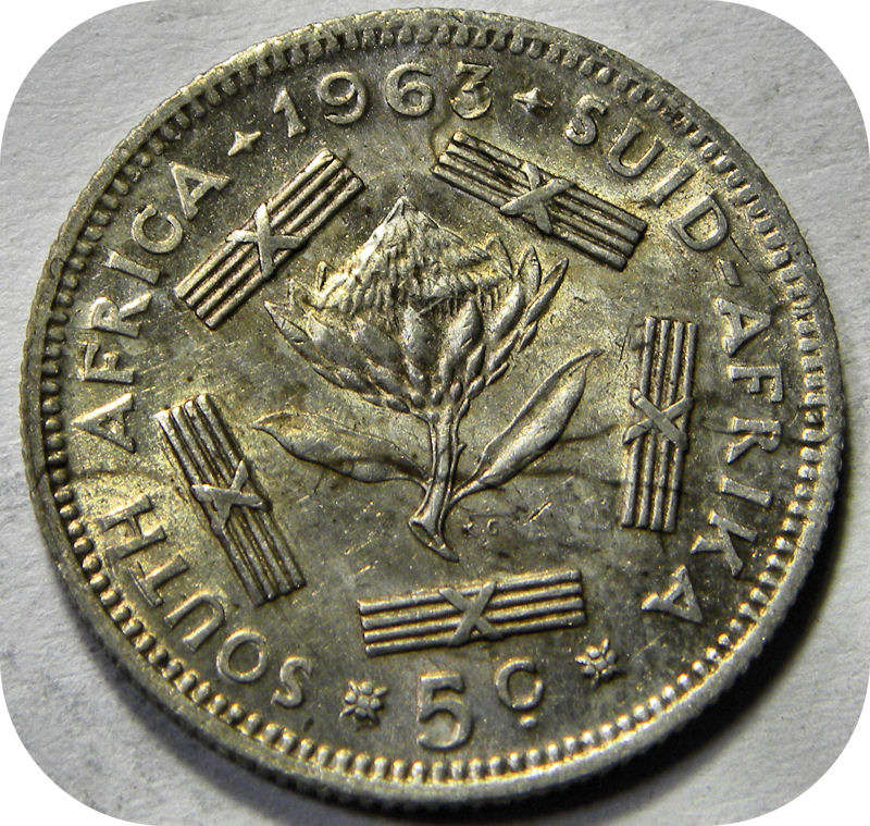 RSA silver:  1963 van Riebeeck 5c in A/UNC!