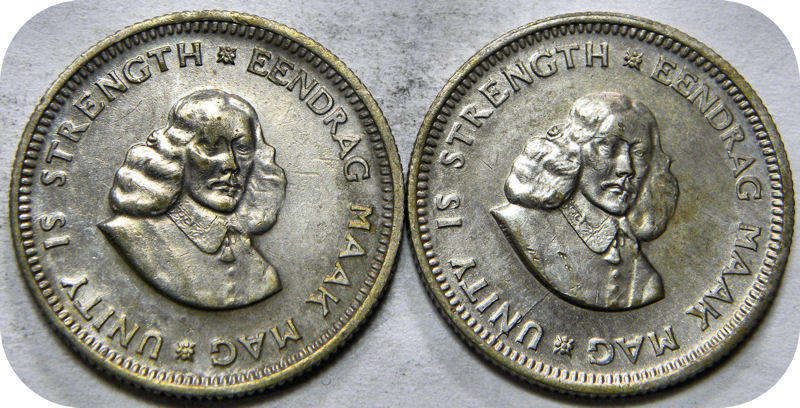 Bargain RSA silver:  1963 van Riebeeck 5c below R30each!  Bid per coin to take both.