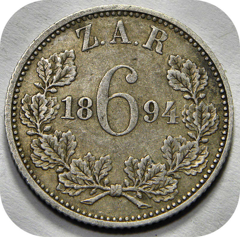 Top Grade Complete ZARs sixpence set:  Coin 3: 1894 6d in EF @R1!!!