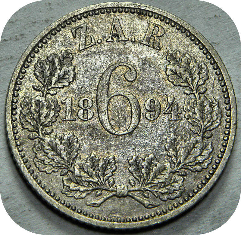 Top Graad ZARs: 1894 Sikspens 6d in A/UNC!!!