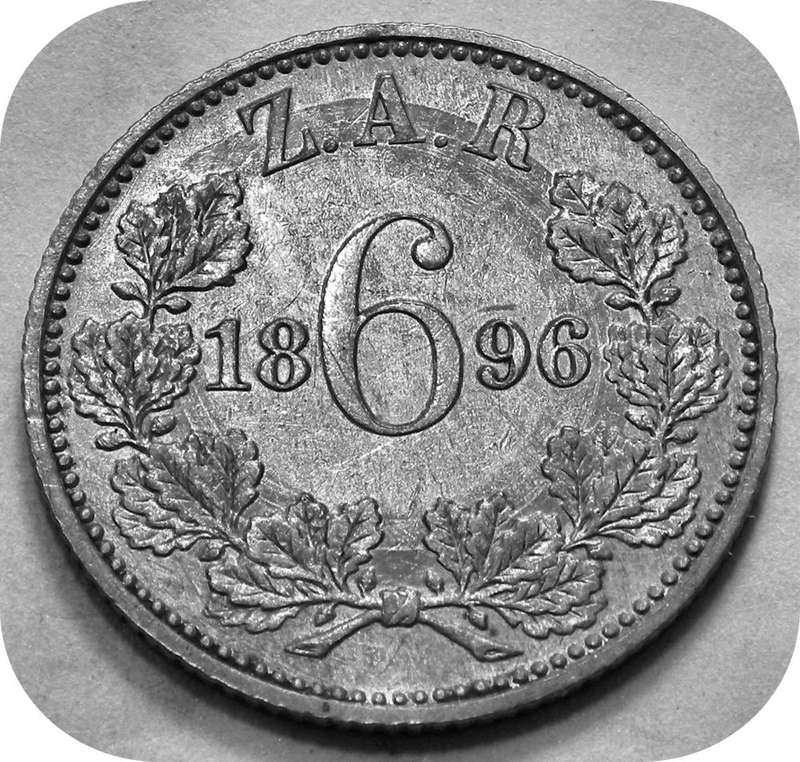 Top Grade ZARs:  1896 Sixpence in UNC below R600!!!  Excellent scraper marks!