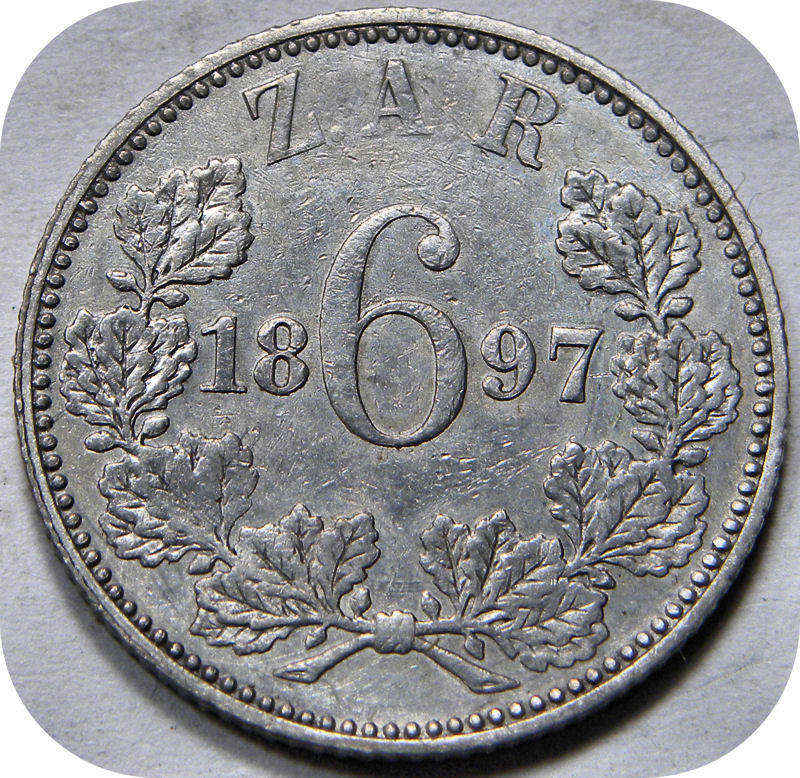 Winskoop ZARs: 1897 Sikspens 6d in A/UNC onder R200!!!