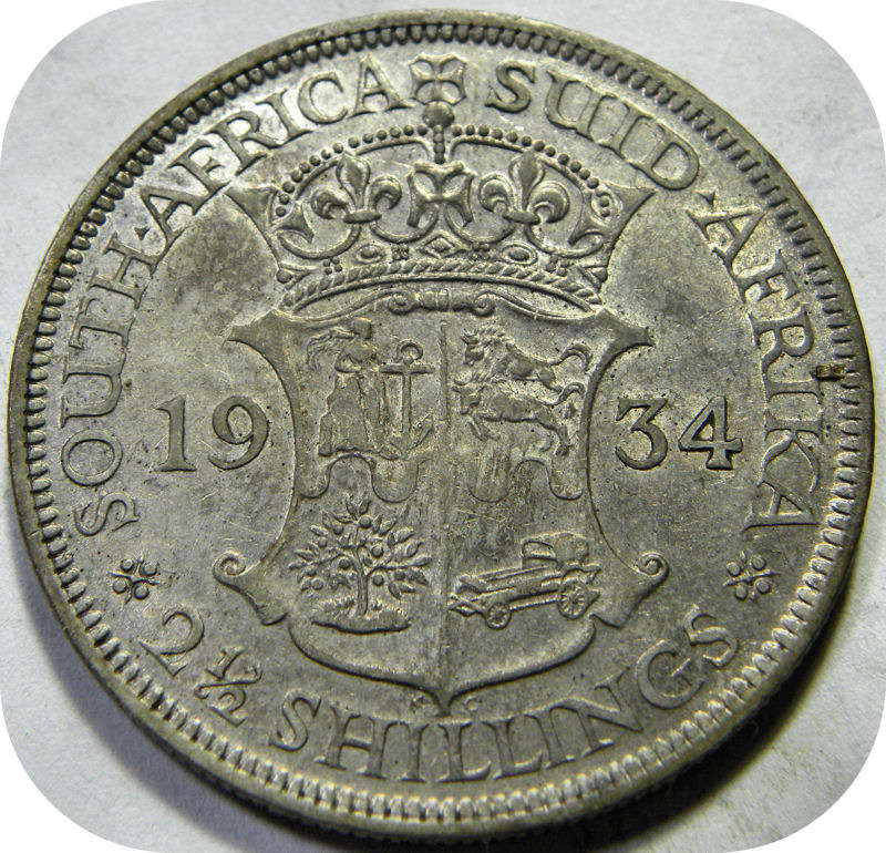 Bargain SA Union: 1934 Halfcrown 2/6 in VF below R400!