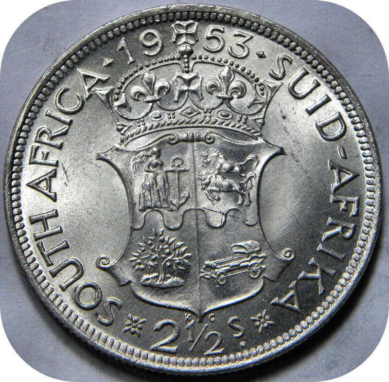 Top Graad SA Unie: 1953 Half kroon 2/6 in Brilliant UNC!!!