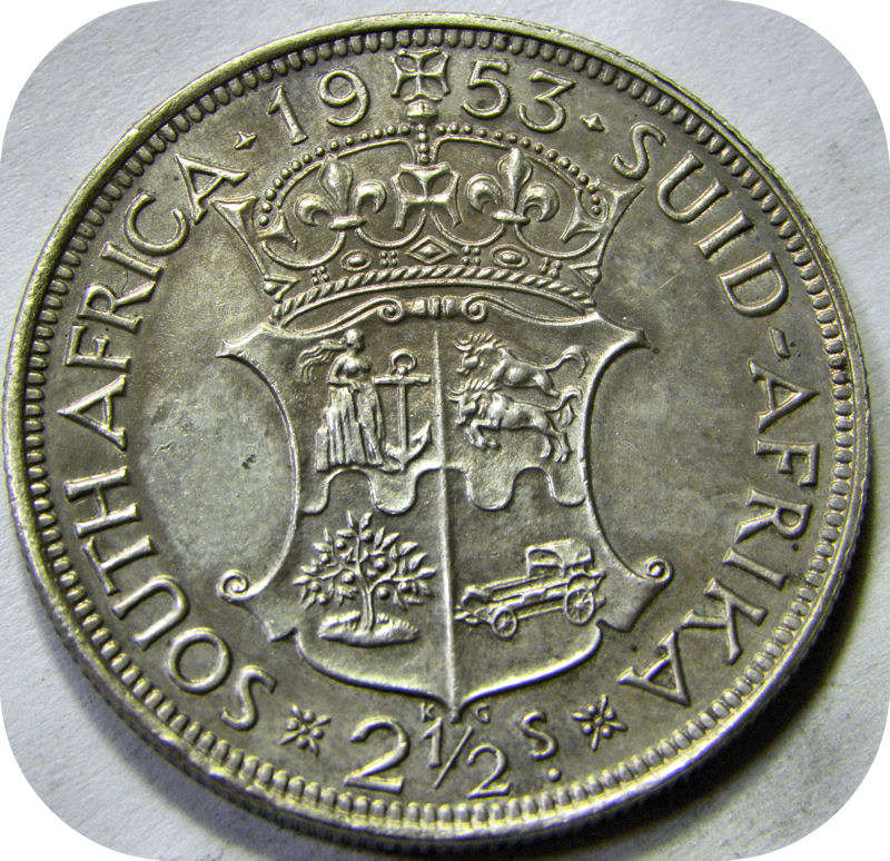 Top Graad SA Unie: 1953 Half kroon 2/6 in A/UNC onder R300!!!