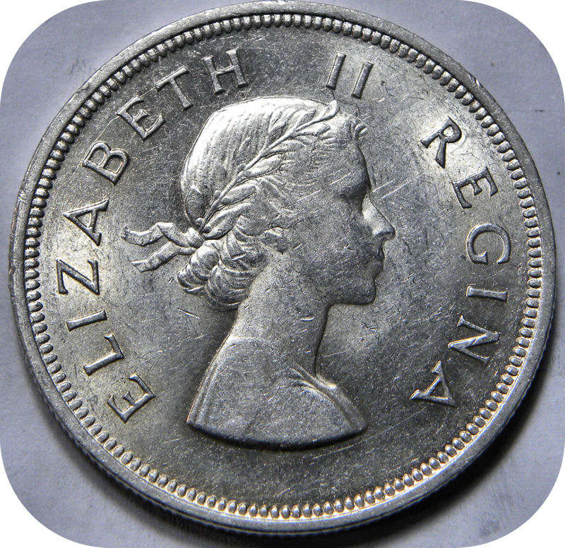 Top Graad SA Unie: 1955 Half kroon 2/6 in Brilliant A/UNC!!!