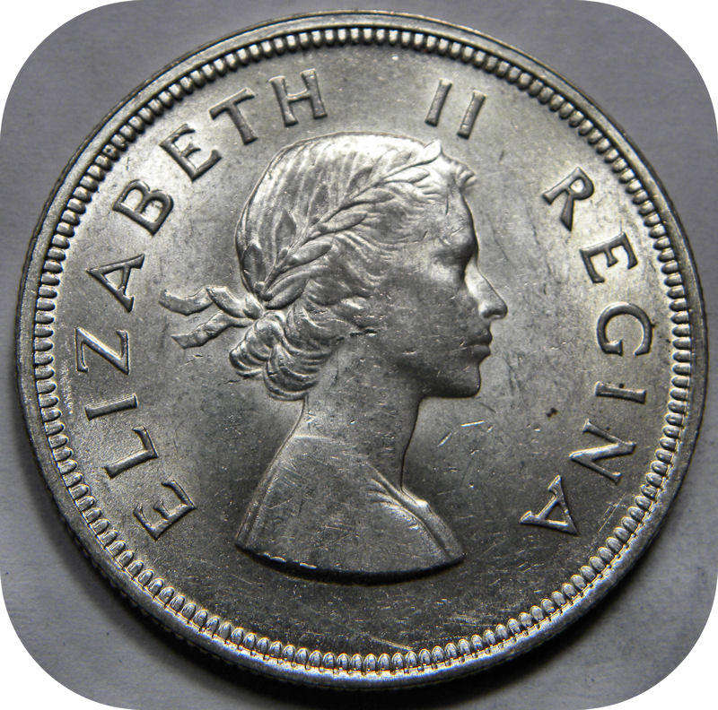 Top Graad SA Unie: 1956 Half kroon 2/6 in Brilliant UNC!!!