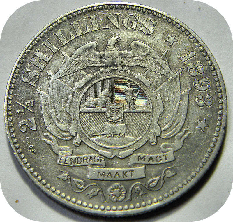 Top Grade ZARs: 1893 Halfcrown 2/6 in EF!!  Sharp lettering still.