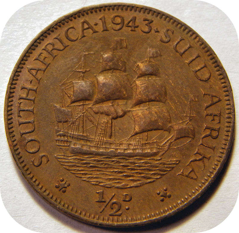 Top Grade SA Union: 1943 Half Penny in A/UNC!!