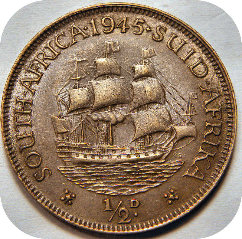 Winskoop SA Unie: 1945 Half Pennie 1/2d onder R50!