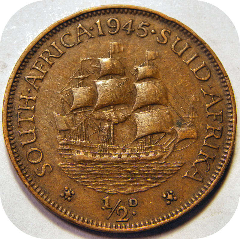Winskoop SA Unie: 1945 Half Pennie 1/2d onder R50!