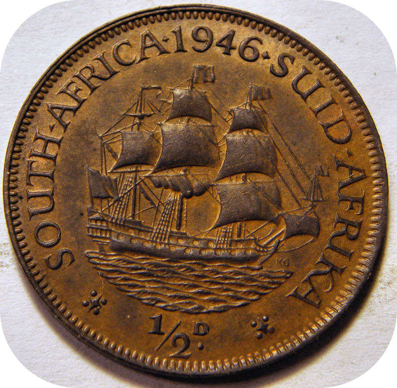 Top Graad SA Unie: 1946 Half Pennie 1/2d in rooi A/UNC!!