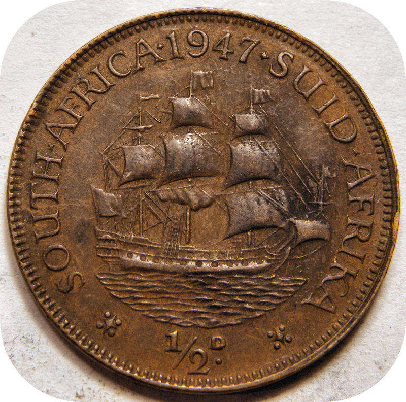 Top Grade SA Union: 1947 Half Penny in A/UNC below R150!!
