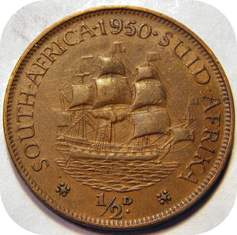 Bargain SA Union: 1950 Half penny 1/2d in EF below R20!