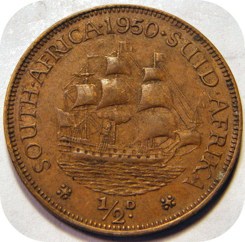 Bargain SA Union: 1950 Half penny 1/2d in EF below R30!